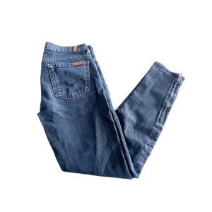 7 for All Mankind Womens Denim Jeans Gwenevere Ankle Zip Skinny Blue Wash Sz 24